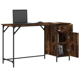 Berkfield Home Computer Desk Smoked Oak 131x48x75 cm Engineered Wood in Brown - Size: 131 x 48 x 75 cm - thumbnail 4