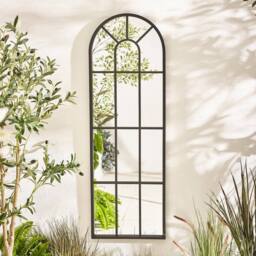 FurnitureboxUK Harris Black Large Arched Window 120x40cm Garden Mirror - Size: 120x40 cm - thumbnail 2