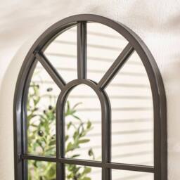 FurnitureboxUK Harris Black Large Arched Window 120x40cm Garden Mirror - Size: 120x40 cm - thumbnail 3