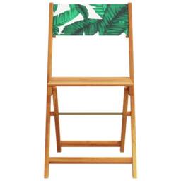 Berkfield Home 3 Piece Bistro Set Leaf Pattern Fabric & Solid Wood in Tan - thumbnail 4