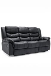 More4Homes Seattle Manual Recliner Bonded Leather 1+3 Seater Sofa Set in Black - thumbnail 2