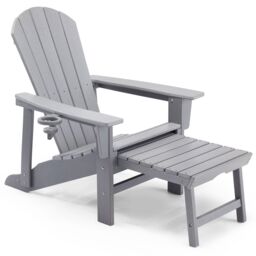 VonHaus Westport Reclining HDPE Adirondack Garden Chair with Footrest in Grey - Size: 1 Pack - thumbnail 2