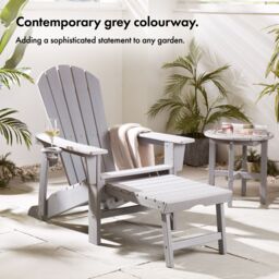 VonHaus Westport Reclining HDPE Adirondack Garden Chair with Footrest in Grey - Size: 1 Pack - thumbnail 3