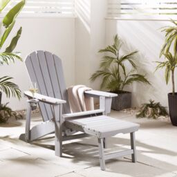 VonHaus Westport Reclining HDPE Adirondack Garden Chair with Footrest in Grey - Size: 1 Pack - thumbnail 1