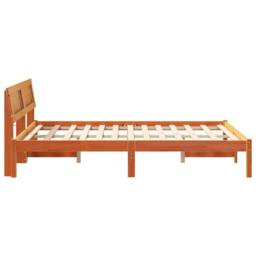 Berkfield Home with LED Strip Lights with Headboard Wax brown 120 x 200 cm Solid - thumbnail 6