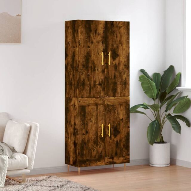 Berkfield Home Highboard Smoked Oak 69.5x34x180 cm Engineered Wood in Brown - image 1