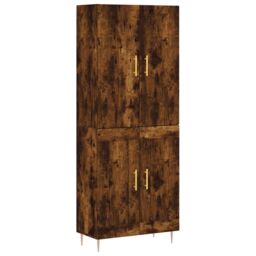 Berkfield Home Highboard Smoked Oak 69.5x34x180 cm Engineered Wood in Brown - thumbnail 2