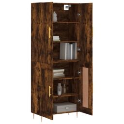 Berkfield Home Highboard Smoked Oak 69.5x34x180 cm Engineered Wood in Brown - thumbnail 3
