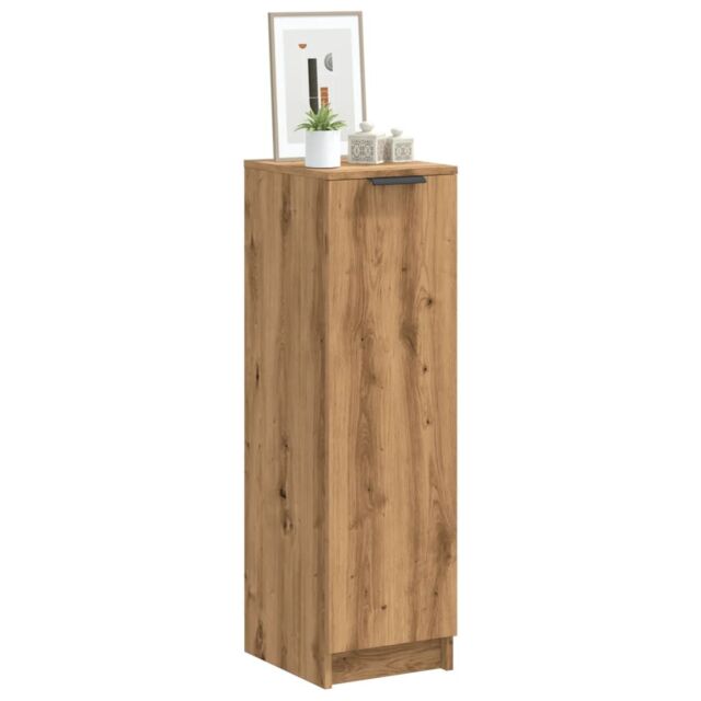 Berkfield Home Shoe Cabinet Artisan Oak 29.5x35x100.5 cm Engineered Wood in Brown - image 1