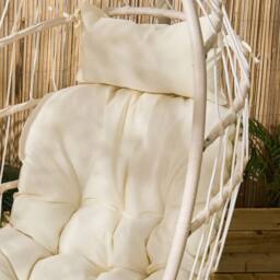 OHS Hanging Egg Chair Floating Garden Seat Cushioned Cushion in Cream - thumbnail 2