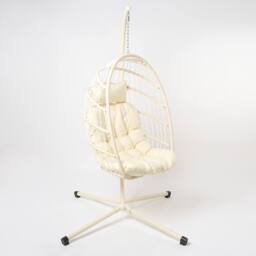 OHS Hanging Egg Chair Floating Garden Seat Cushioned Cushion in Cream - thumbnail 4