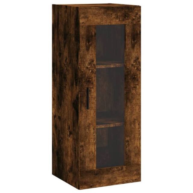 Berkfield Home Wall Mounted Cabinet Smoked Oak 34.5x34x90 cm in Brown - image 1