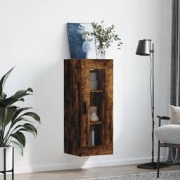 Berkfield Home Wall Mounted Cabinet Smoked Oak 34.5x34x90 cm in Brown - thumbnail 3