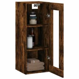 Berkfield Home Wall Mounted Cabinet Smoked Oak 34.5x34x90 cm in Brown - thumbnail 5