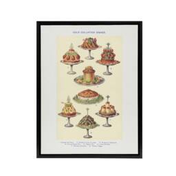 "Artery8 Cold Collation Dishes Kitchen Decor Mrs Beeton Framed Canvas Wall Art in Yellow - Size: W12"" x H16""" - thumbnail 1
