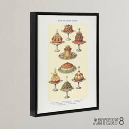 "Artery8 Cold Collation Dishes Kitchen Decor Mrs Beeton Framed Canvas Wall Art in Yellow - Size: W12"" x H16""" - thumbnail 2