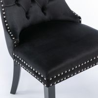 HomeTouch Taylor Set of 6 Lux Black Velvet Kitchen Dining Chairs with Pull Knocker Ring - Size: 6 Pack - thumbnail 6