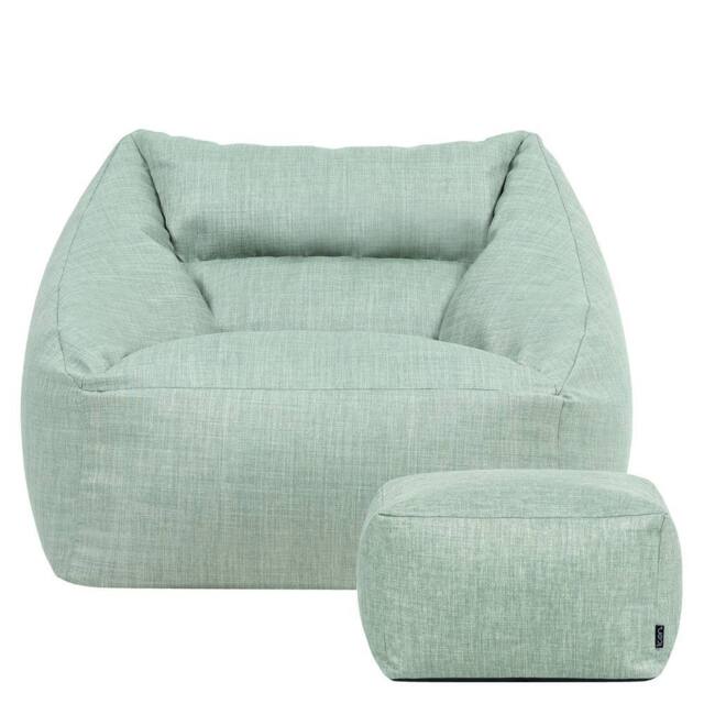 icon Bean Bag Armchair & Footstool Outdoor Woven in Green - image 1