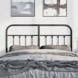 Berkfield Home Metal Headboard Black 150 cm - thumbnail 3