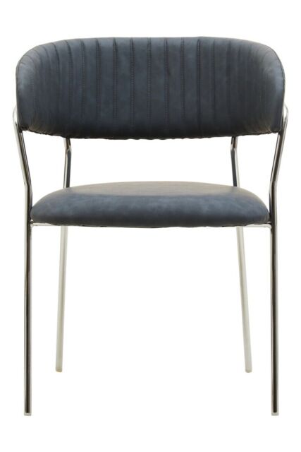 Orsina Tamzin Channel Chrome Finish Dining Chair in Dark Grey - image 1