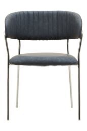 Orsina Tamzin Channel Chrome Finish Dining Chair in Dark Grey - thumbnail 1