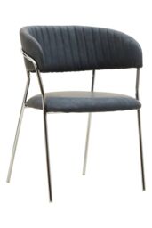 Orsina Tamzin Channel Chrome Finish Dining Chair in Dark Grey - thumbnail 2