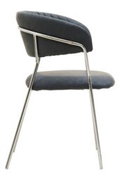 Orsina Tamzin Channel Chrome Finish Dining Chair in Dark Grey - thumbnail 3