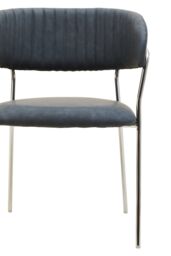 Orsina Tamzin Channel Chrome Finish Dining Chair in Dark Grey - thumbnail 4