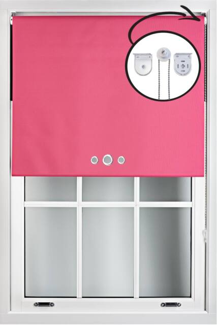 Furnished Fuchsia Pink Blackout Roller Blinds with Triple Round Eyelets & Metal Fittings - Size: 120 cm width x 165 cm drop - image 1