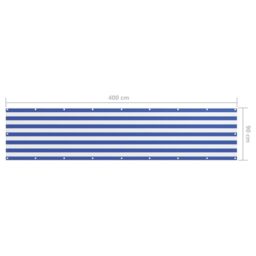 Berkfield Home Balcony Screen White & Blue 90x400 cm Oxford Fabric - thumbnail 5