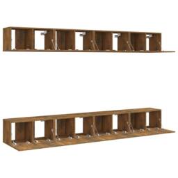 Berkfield Home TV Cabinets 8 pcs Smoked Oak 60x30x30 cm Engineered Wood in Brown - Size: 60 x 30 x 30 cm - thumbnail 4