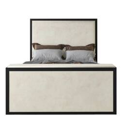 KDMD Adisham Upholstered Electric Media Black & Cream White TV Bed Frame - Size: Small Double - thumbnail 2