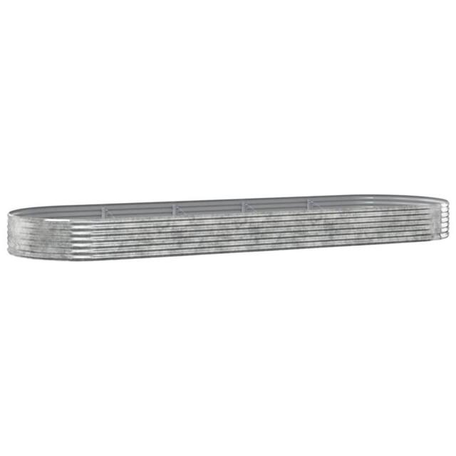 Berkfield Home Garden Raised Bed Powder-coated Steel 450x140x36 cm Silver - Size: 450 x 140 x 36 cm - image 1