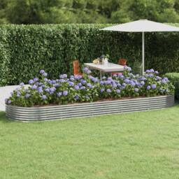 Berkfield Home Garden Raised Bed Powder-coated Steel 450x140x36 cm Silver - Size: 450 x 140 x 36 cm - thumbnail 2