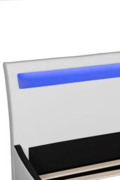 SlumberWorx Orion LED Lights Headboard Gaming Style Faux Leather Bed Frame in White - Size: Small Double - thumbnail 5