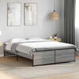 Berkfield Home Durable Bed Frame without Mattress Grey Sonoma 135x190 cm Double - thumbnail 2