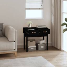 Berkfield Home Console Table Black 76.5x40x75 cm Solid Wood Pine - thumbnail 6