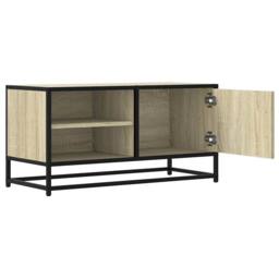 Berkfield Home TV Cabinet Sonoma Oak 80x34.5x40 cm Engineered Wood & Metal in Light Oak - thumbnail 7