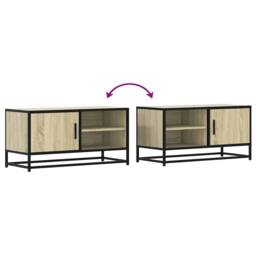 Berkfield Home TV Cabinet Sonoma Oak 80x34.5x40 cm Engineered Wood & Metal in Light Oak - thumbnail 8