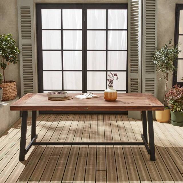 sweeek Acacia Wood & Steel Table Indoor/outdoor in Brown - image 1