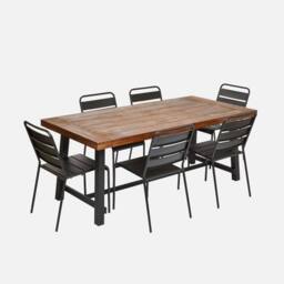 sweeek Acacia Wood & Steel Table Indoor/outdoor in Brown - thumbnail 4