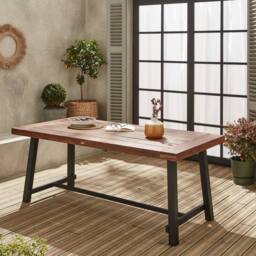 sweeek Acacia Wood & Steel Table Indoor/outdoor in Brown - thumbnail 6