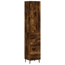 Berkfield Home Highboard Smoked Oak 34.5x34x180 cm Engineered Wood in Brown - thumbnail 2