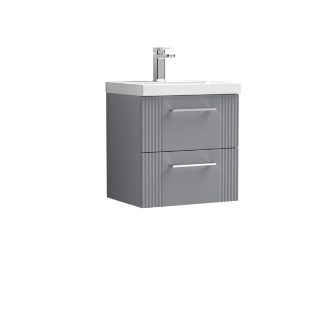 Balterley Wall Hung 2 Drawers Vanity Unit - Thin-Edge Basin 500mm, Satin Grey - image 1