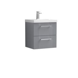 Balterley Wall Hung 2 Drawers Vanity Unit - Thin-Edge Basin 500mm, Satin Grey