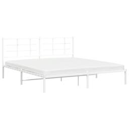 Berkfield Home Metal Bed Frame without Mattress with Headboard White 183x213cm - Size: 183x213 cm - thumbnail 4