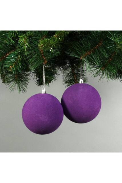 KDMD 10cm Purple Velvet Baubles Set of 4 - image 1