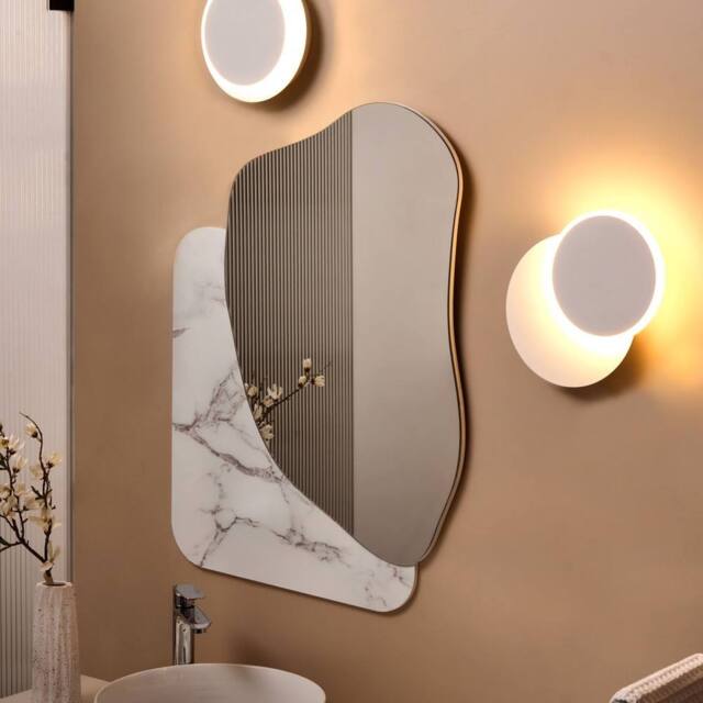 Wyld and Coco Set of 2 Matte White LED Round Shade Wall Lamps - image 1