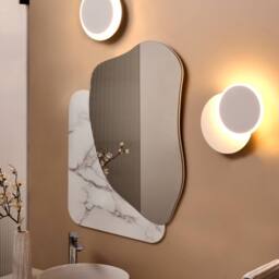 Wyld and Coco Set of 2 Matte White LED Round Shade Wall Lamps