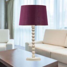 First Choice Lighting Bobbin - Ivory Lamp with Burgundy & Gold Shade in White - thumbnail 4